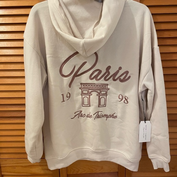 Better/Together Oversized Pullover Hoodie/Dorm Pant Set, Size S, Beige, Paris 98 - Picture 10 of 11